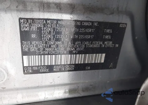 2024 Toyota Rav4 Le из США, поврежденный, VIN 2T3H1RFV2RC271918